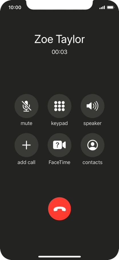 Press the end call icon to end the call.