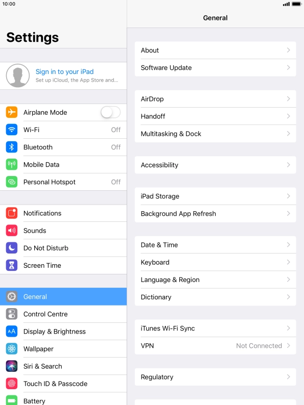 Press Sign in to your iPad.