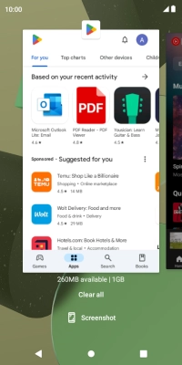 To end one running application, slide your finger upwards on the required application.