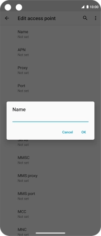 Key in Vodafone Internet and press OK.