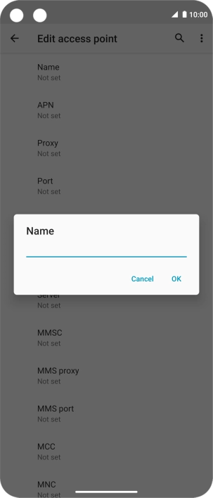 Key in Vodafone Internet and press OK.