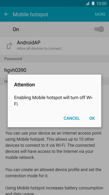 If Wi-Fi is turned on, press OK.