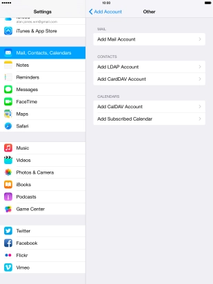 Press Add Mail Account.