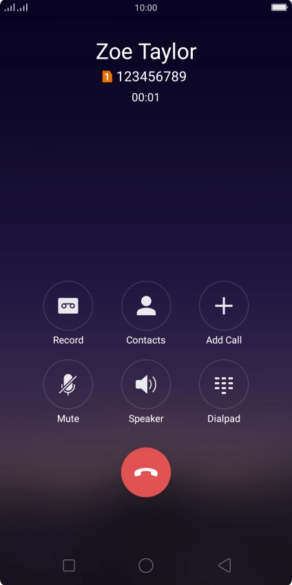 Press the end call icon.