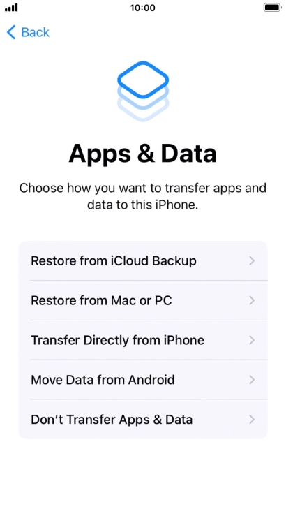 You can transfer content from an Android phone when your phone is activated for the first time and after a factory reset. When this screen is displayed, your phone is ready to transfer content from an Android phone.