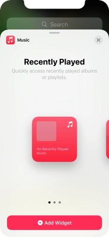Slide your finger right or left on the screen to select the required widget size.