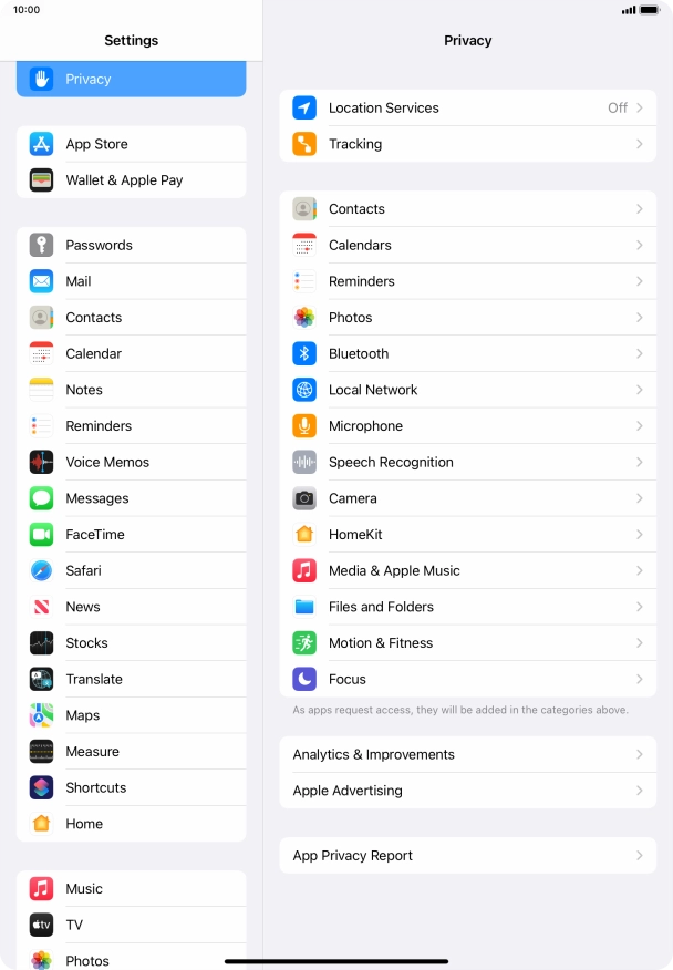 Press App Privacy Report.