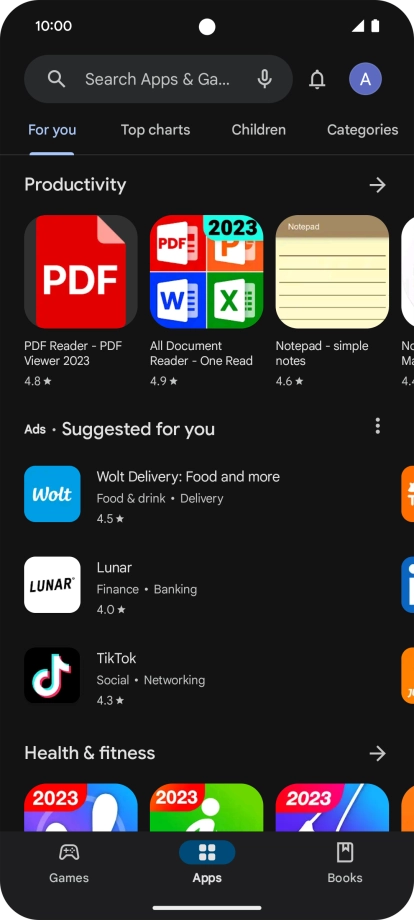 Press the profile icon.