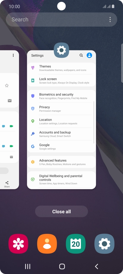 To end one running application, slide your finger upwards on the required application.