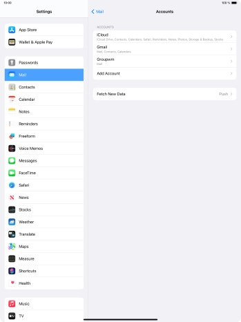 Press the name of the email account you've just set up.