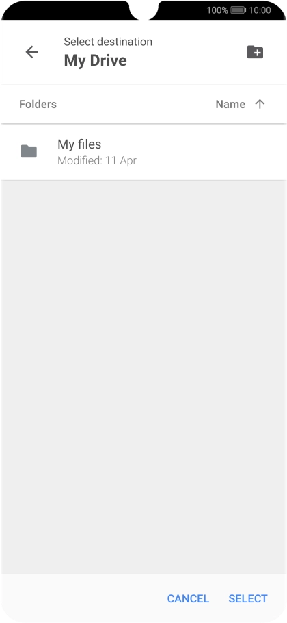 To create a new folder, press the new folder icon and follow the instructions on the screen to create a new folder.