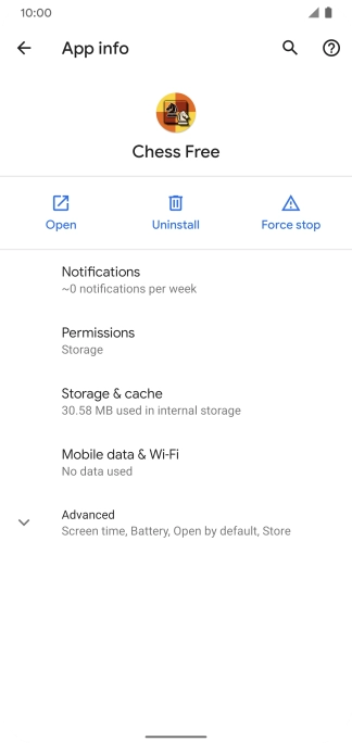Press Storage & cache.
