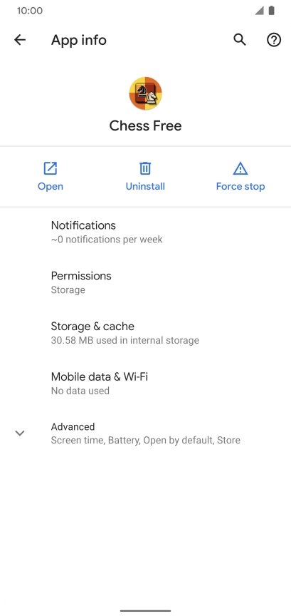 Press Storage & cache.