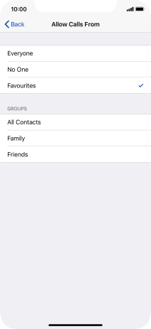Press the required setting to select which contacts can call you even though Do Not Disturb is turned on.