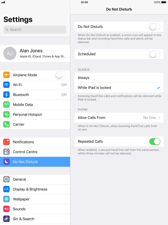 Press the indicator next to 