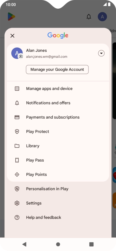 Press Manage apps and device.
