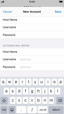 Press Username and key in the username for your email account. Please note that if you're using Vodafone's outgoing server, leave the username field empty.