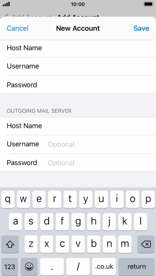 Press Username and key in the username for your email account. Please note that if you're using Vodafone's outgoing server, leave the username field empty.