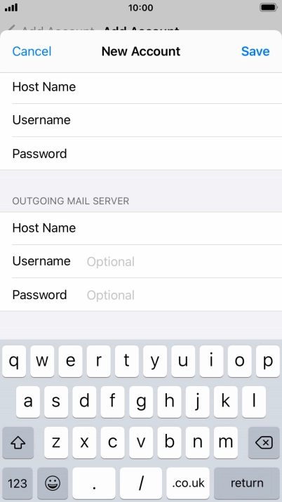 Press Username and key in the username for your email account. Please note that if you're using Vodafone's outgoing server, leave the username field empty.