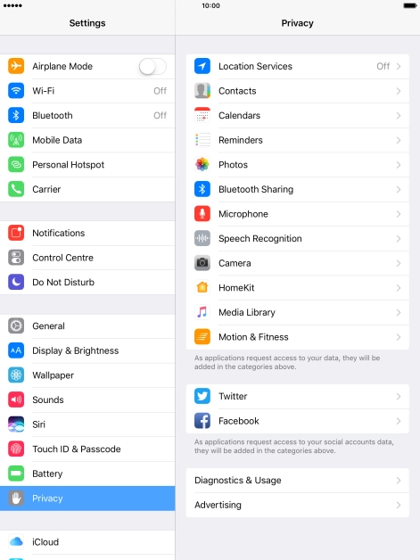 Press Location Services.
