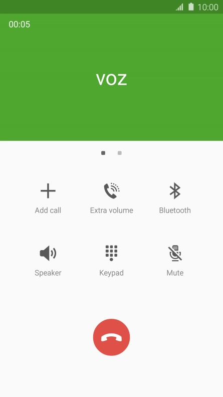 Press the end call icon.