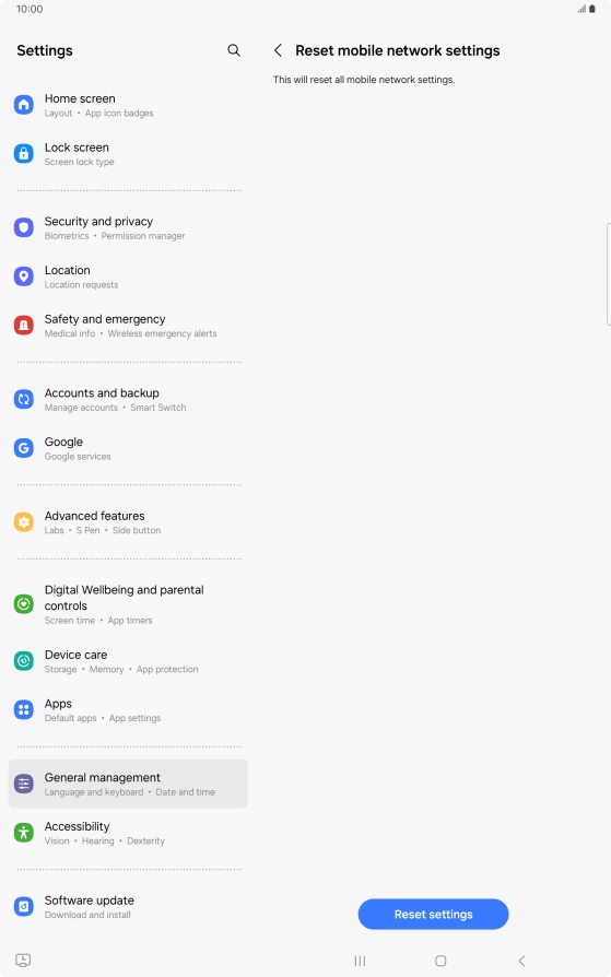 Press Reset settings.