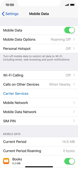 Press Mobile Data Options.