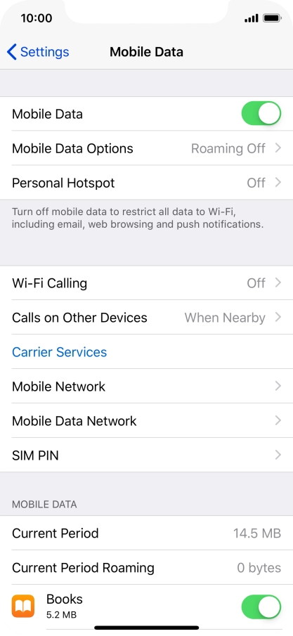 Press Mobile Data Options.