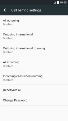 Press the required barring type.