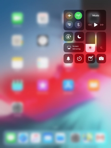 Press the flight mode icon to turn the function on or off.