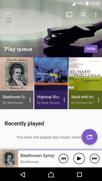 Slide your finger right starting from the left side of the screen.