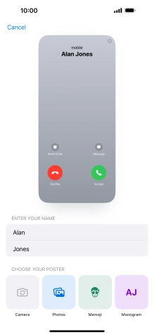 Press the required category and follow the instructions on the screen to select and save the required picture to your Contact Poster.