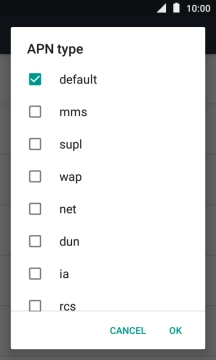 Make sure only default is selected.