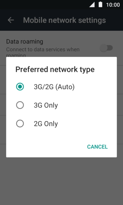 Press the required network mode.