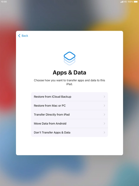 Press Don't Transfer Apps & Data and follow the instructions on the screen to finish the activation.