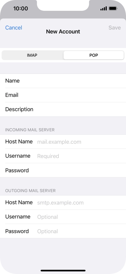 Press Host Name and key in the name of your email provider's incoming server.