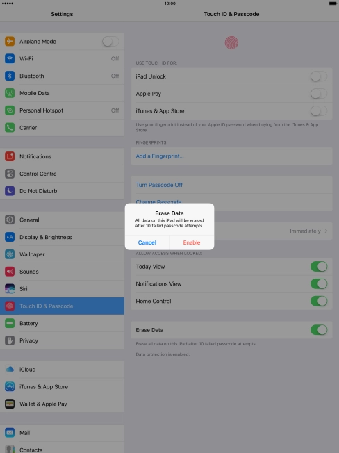 If you turn on the function, press Enable.