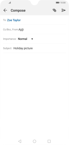 Press the text input field and write the text for your email message.