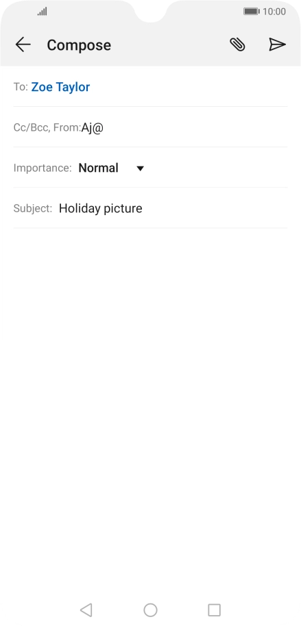 Press the text input field and write the text for your email message.