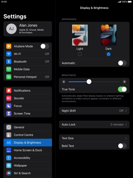 Press the indicator next to 