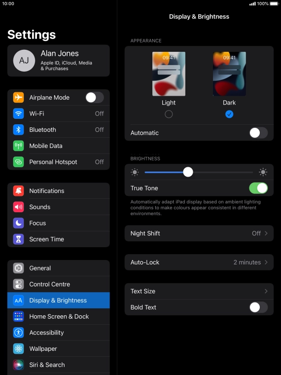 Press the indicator next to 