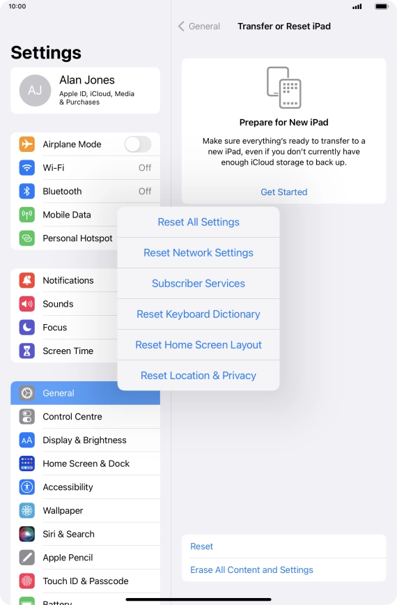 Press Reset All Settings.