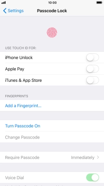 Press Turn Passcode On and key in a phone lock code of your own choice twice.