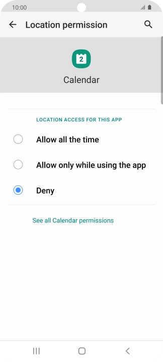 Press the required setting.