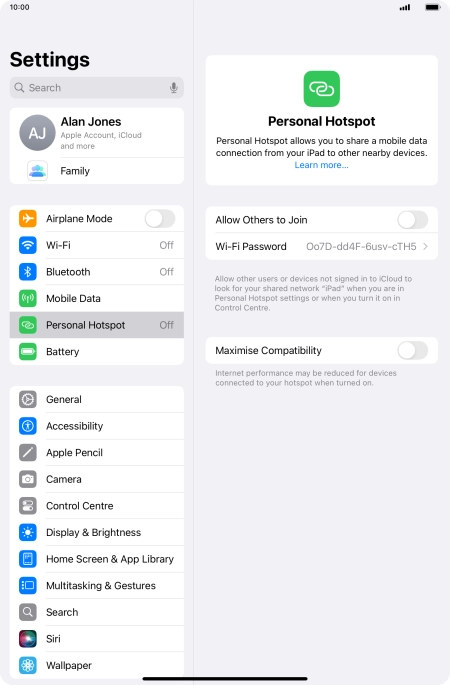 Press Wi-Fi Password and key in the required password.