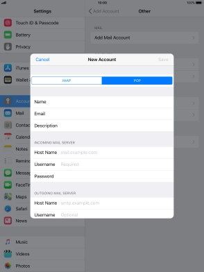 Press Host Name and key in the name of your email provider's incoming server.