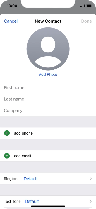 Press First name and key in the first name.