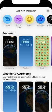 Press the required category and follow the instructions on the screen to select the required background image.