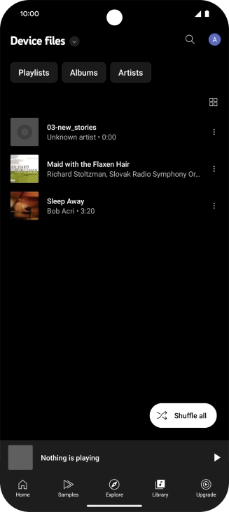 Press the required audio file.