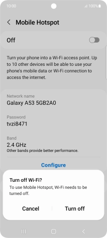 Press Turn off to turn on the function.
